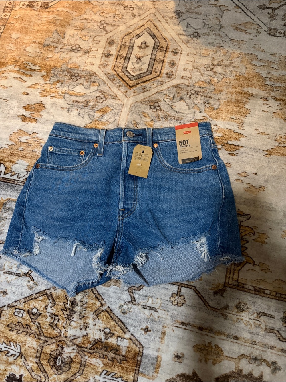 Levi's Blue 501 Cutoff Distressed Denim Shorts